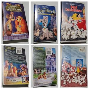 Lot of 3 vintage Walt Disney VHs Lady and the tramp 1 & 2 and 101 Dalmatians